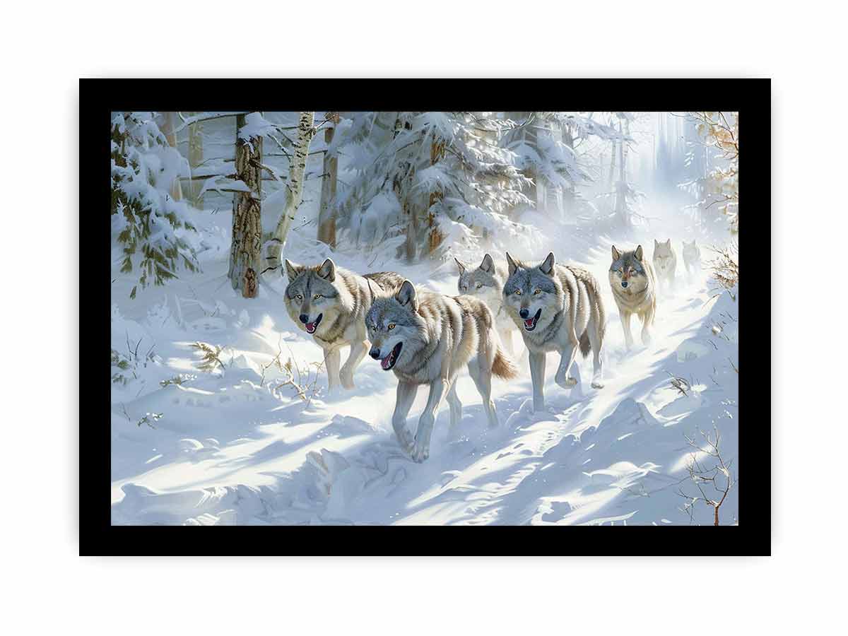 Wolfs in snow  Canvas Art Print-7