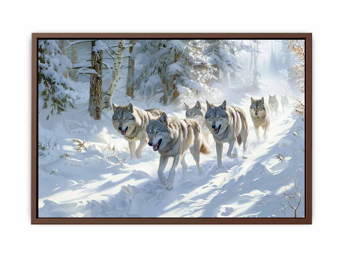 Wolfs in snow  Canvas Art Print-6
