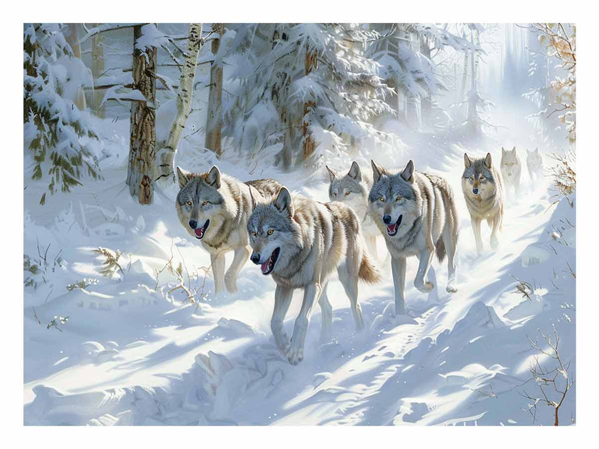 Wolfs in snow  Canvas Art Print-0