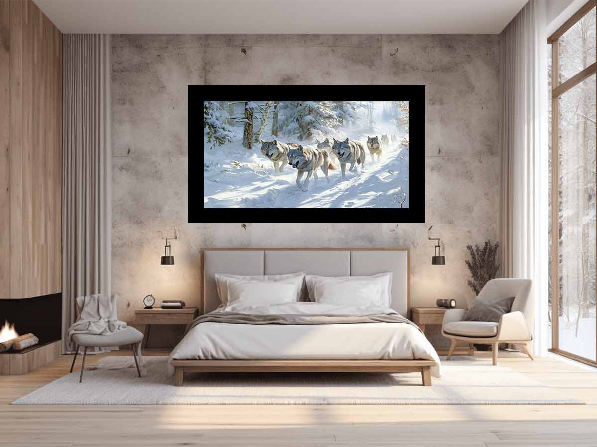 Wolfs in snow  Canvas Art Print-1