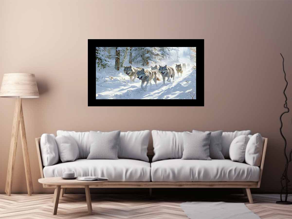 Wolfs in snow  Canvas Art Print-2