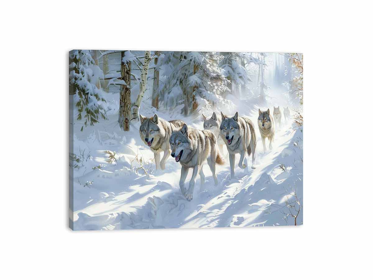 Wolfs in snow  Canvas Art Print-3