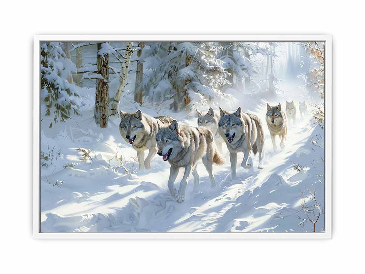 Wolfs in snow  Canvas Art Print-5