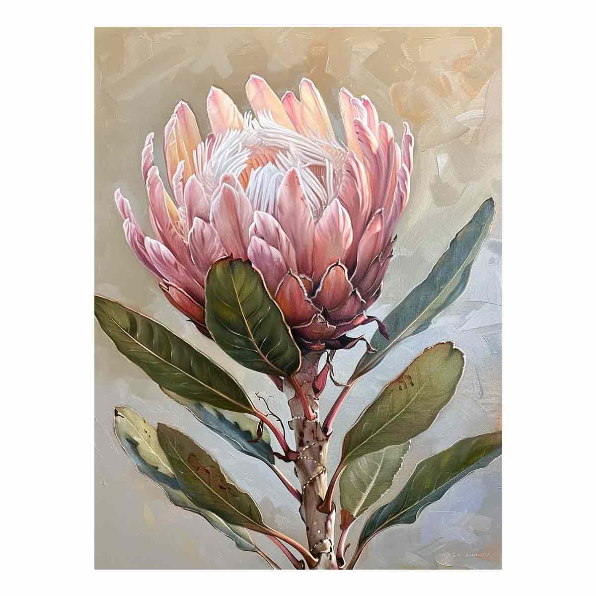 Protea Flowers painting Canvas Art Print-0
