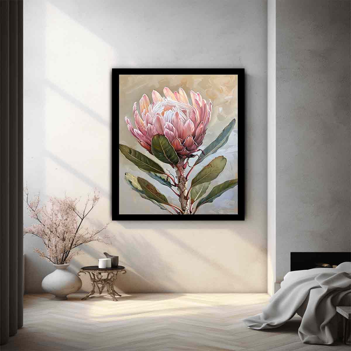 Protea Flowers painting Canvas Art Print-1