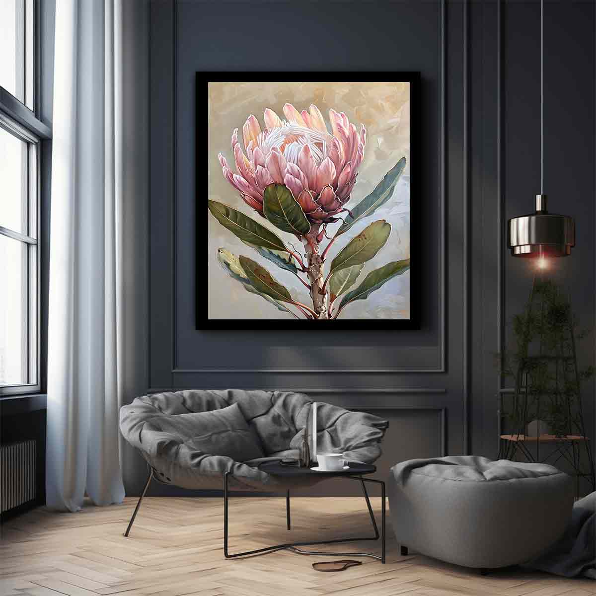 Protea Flowers painting Canvas Art Print-2