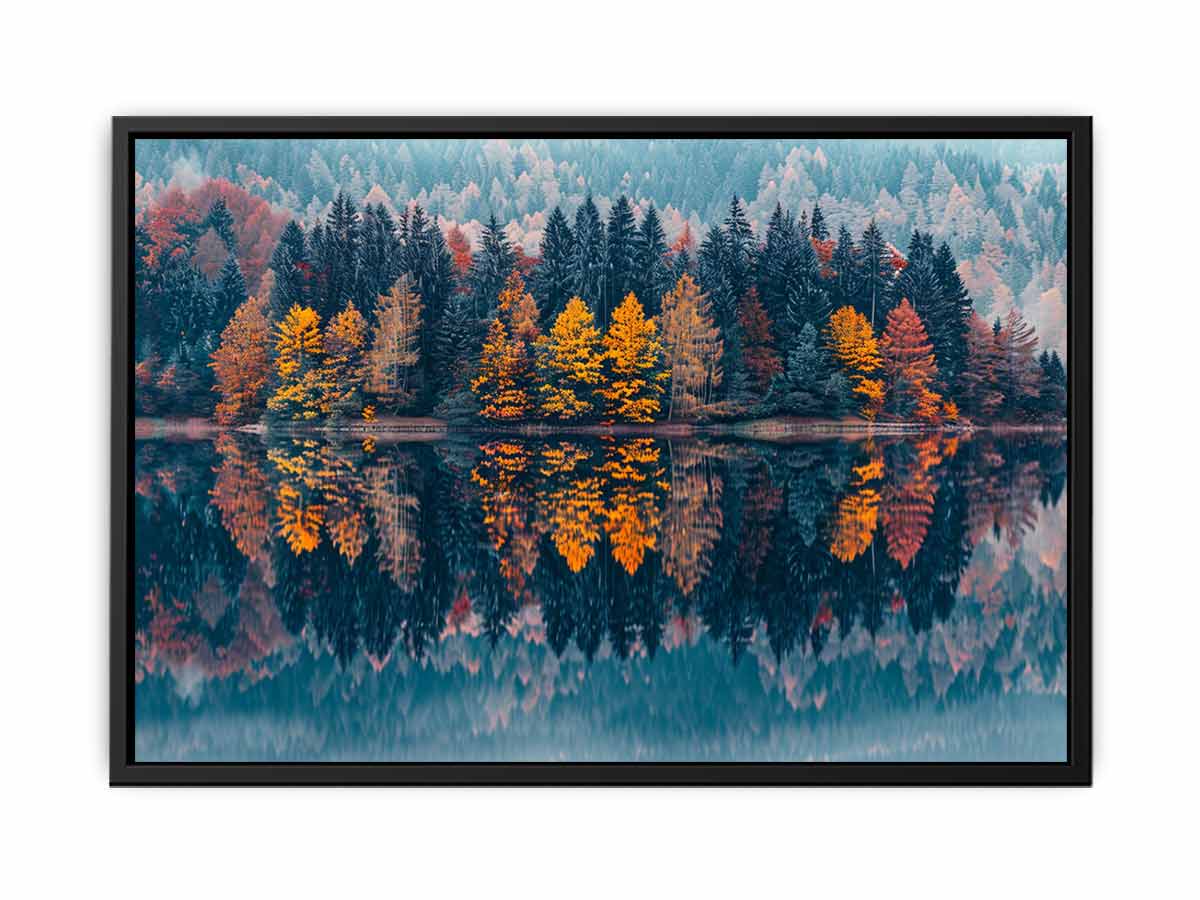 Autum  Forest Lake Canvas Painitng Print-4