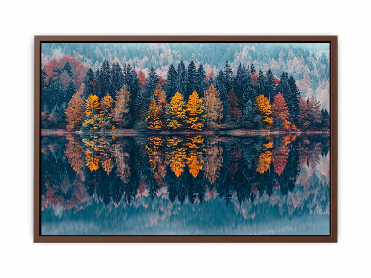 Autum  Forest Lake Canvas Painitng Print-6