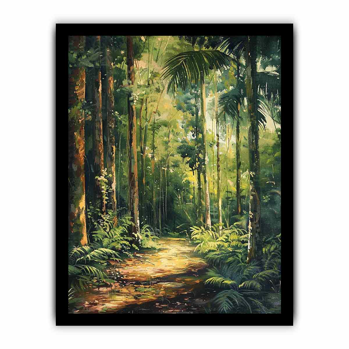 Rainforest Path Canvas Painting Print-7