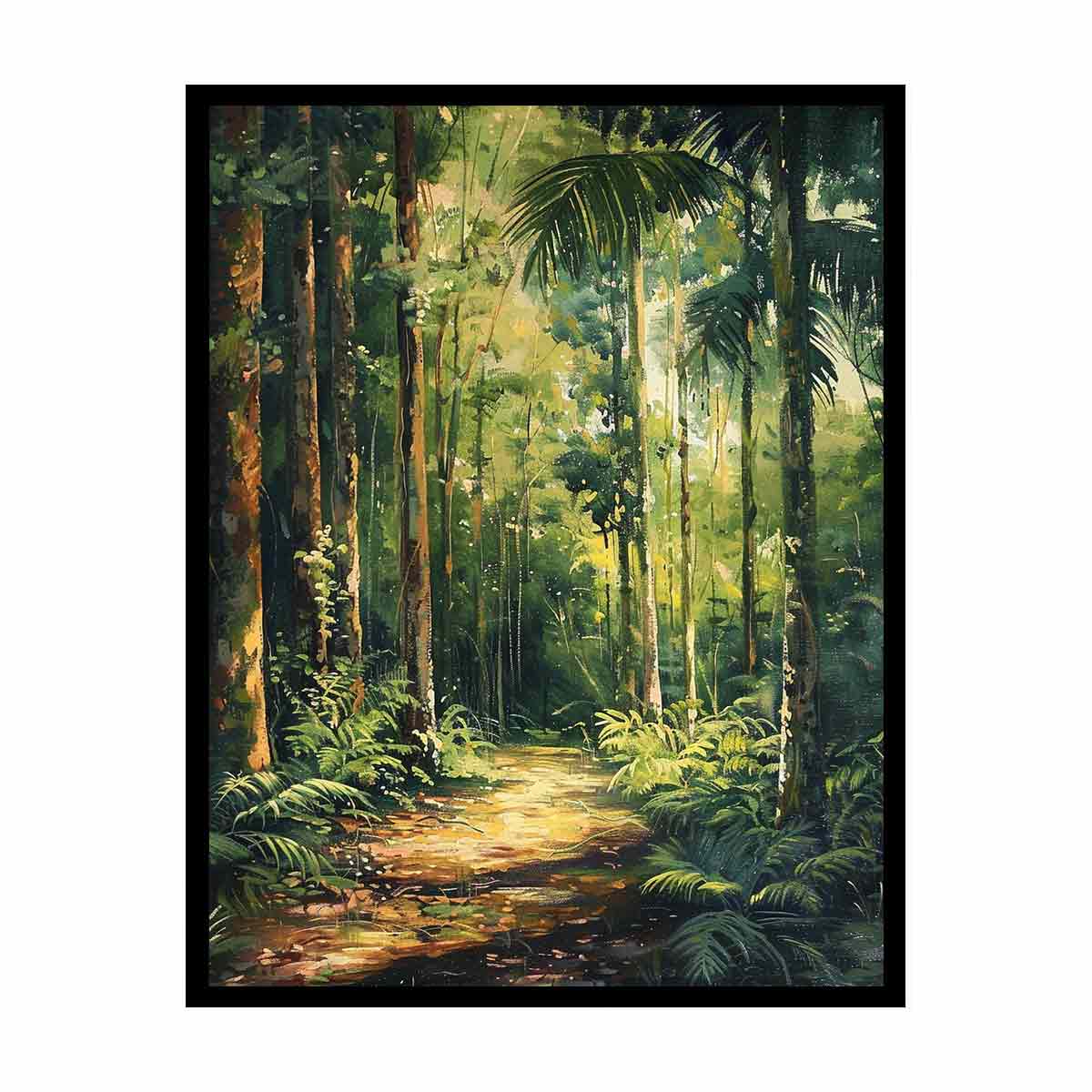 Rainforest Path Canvas Painting Print-4