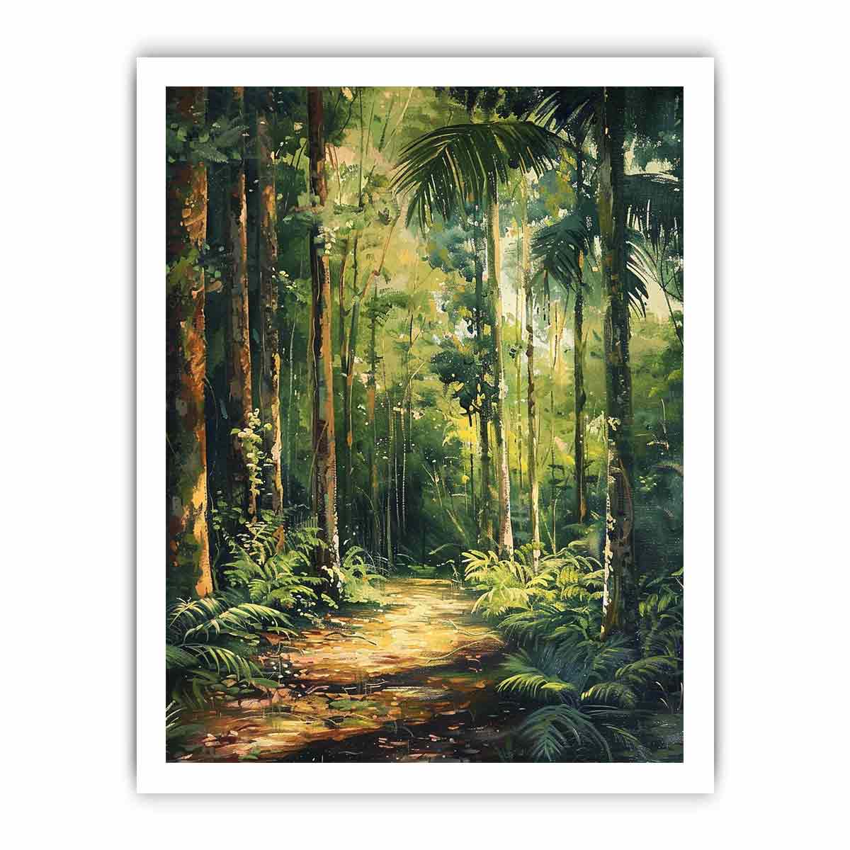 Rainforest Path Canvas Painting Print-8