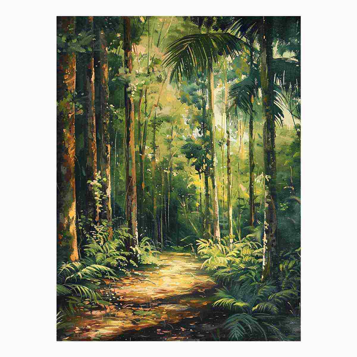 Rainforest Path Canvas Painting Print-0