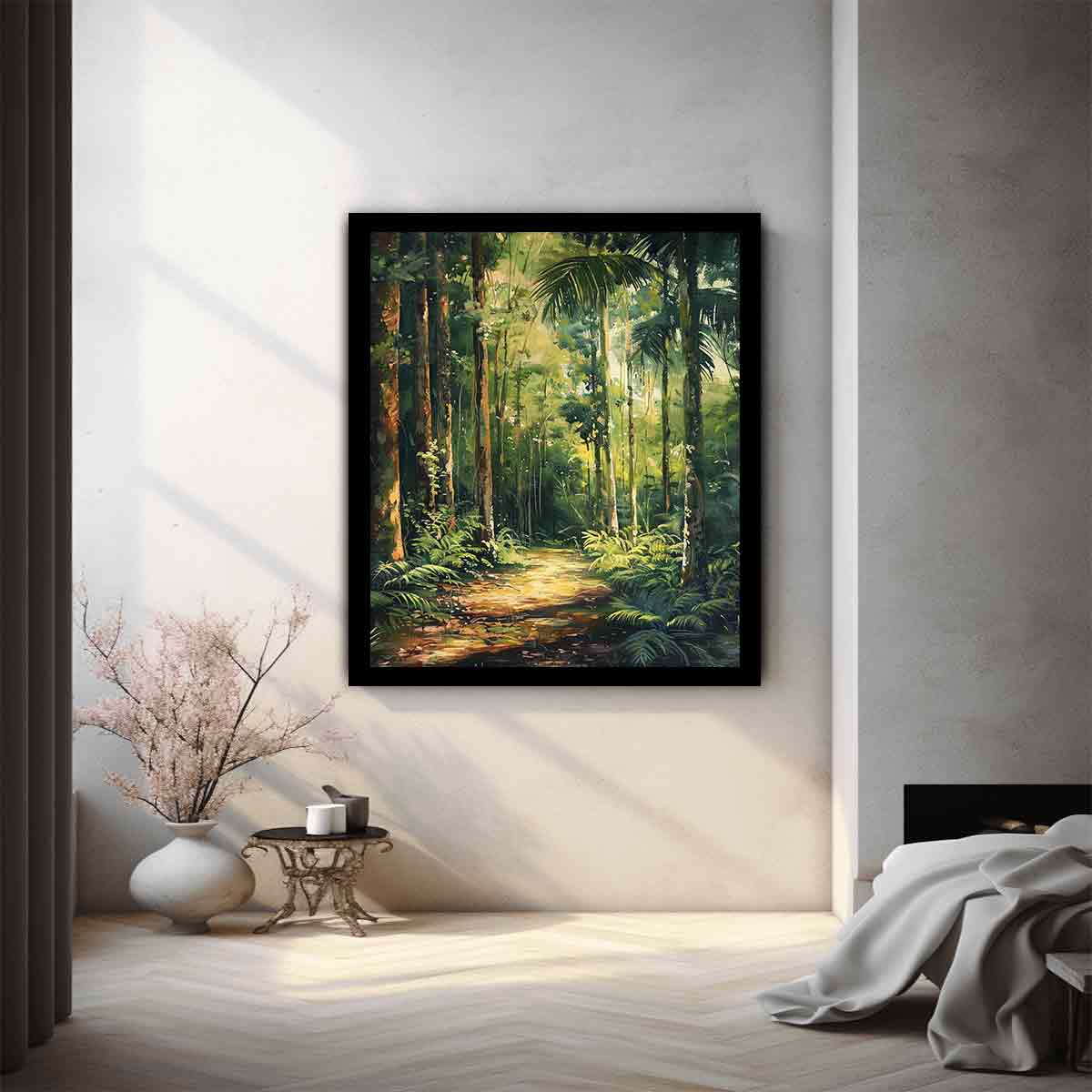 Rainforest Path Canvas Painting Print-1