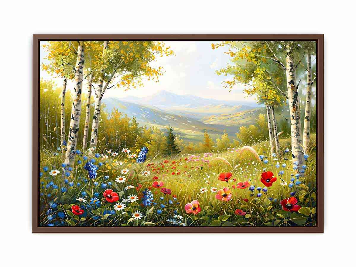 Beauitful Landscape  Wild flowers Painting Canvas Art Print-6