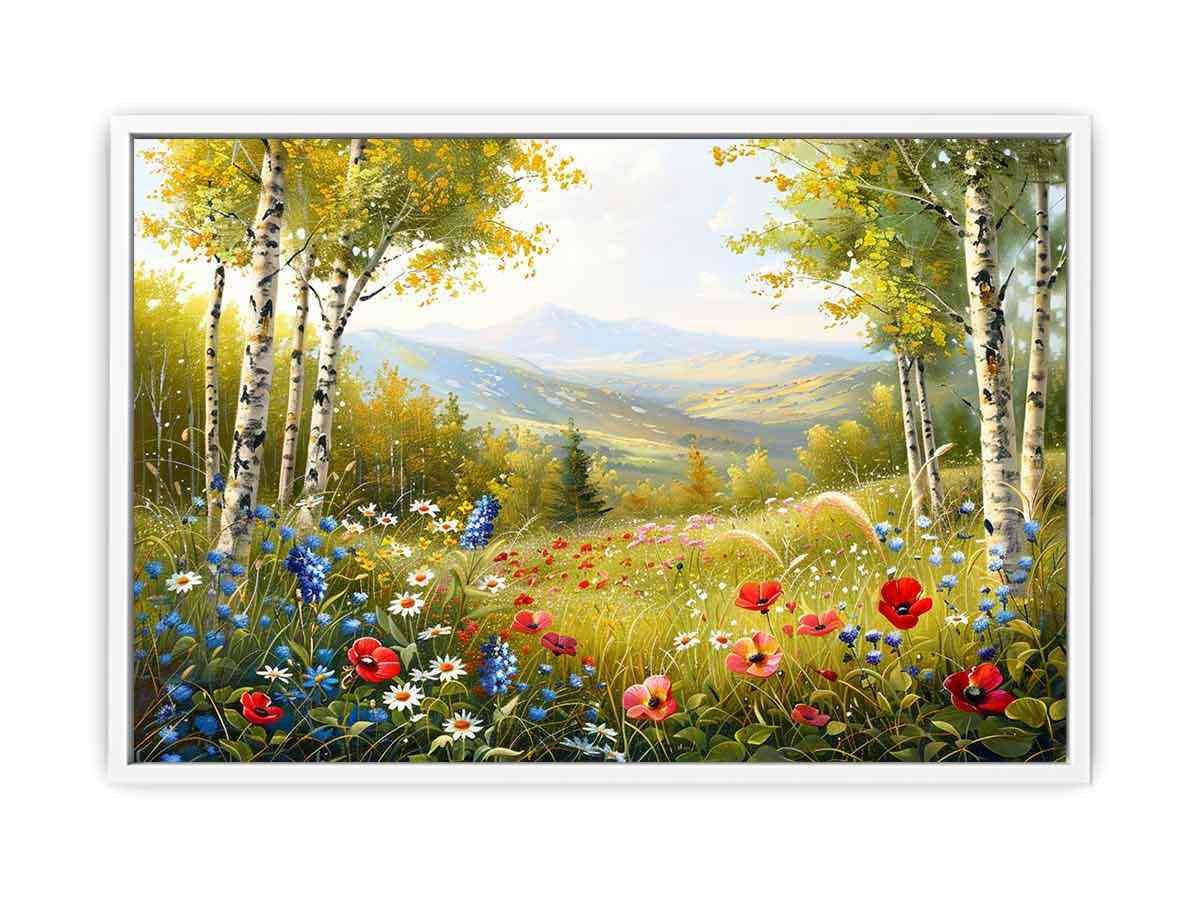 Beauitful Landscape  Wild flowers Painting Canvas Art Print-5