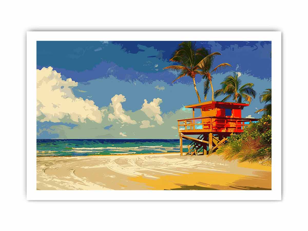 Beach Life Guard  Canvas Painting  Print-8