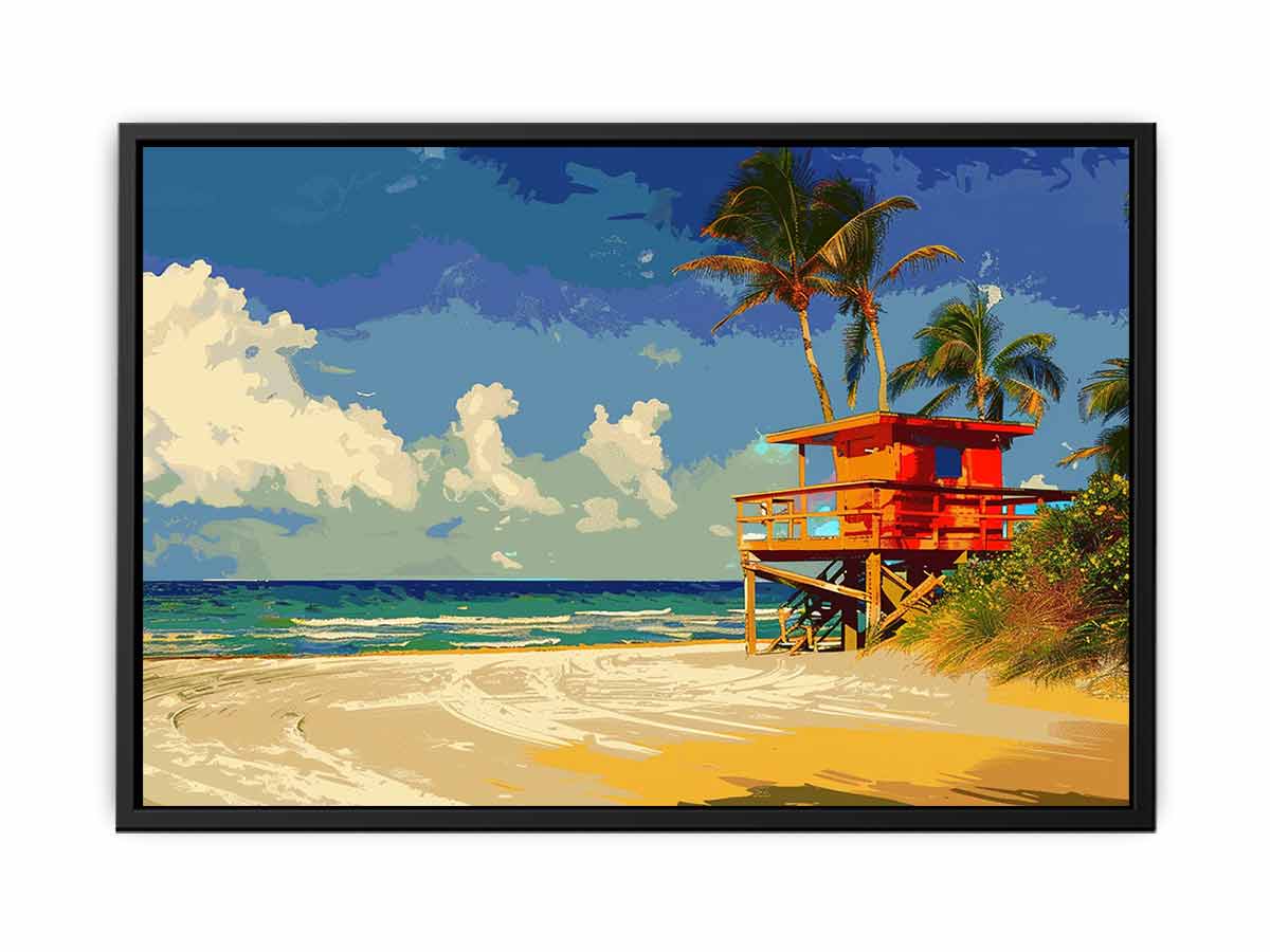 Beach Life Guard  Canvas Painting  Print-4