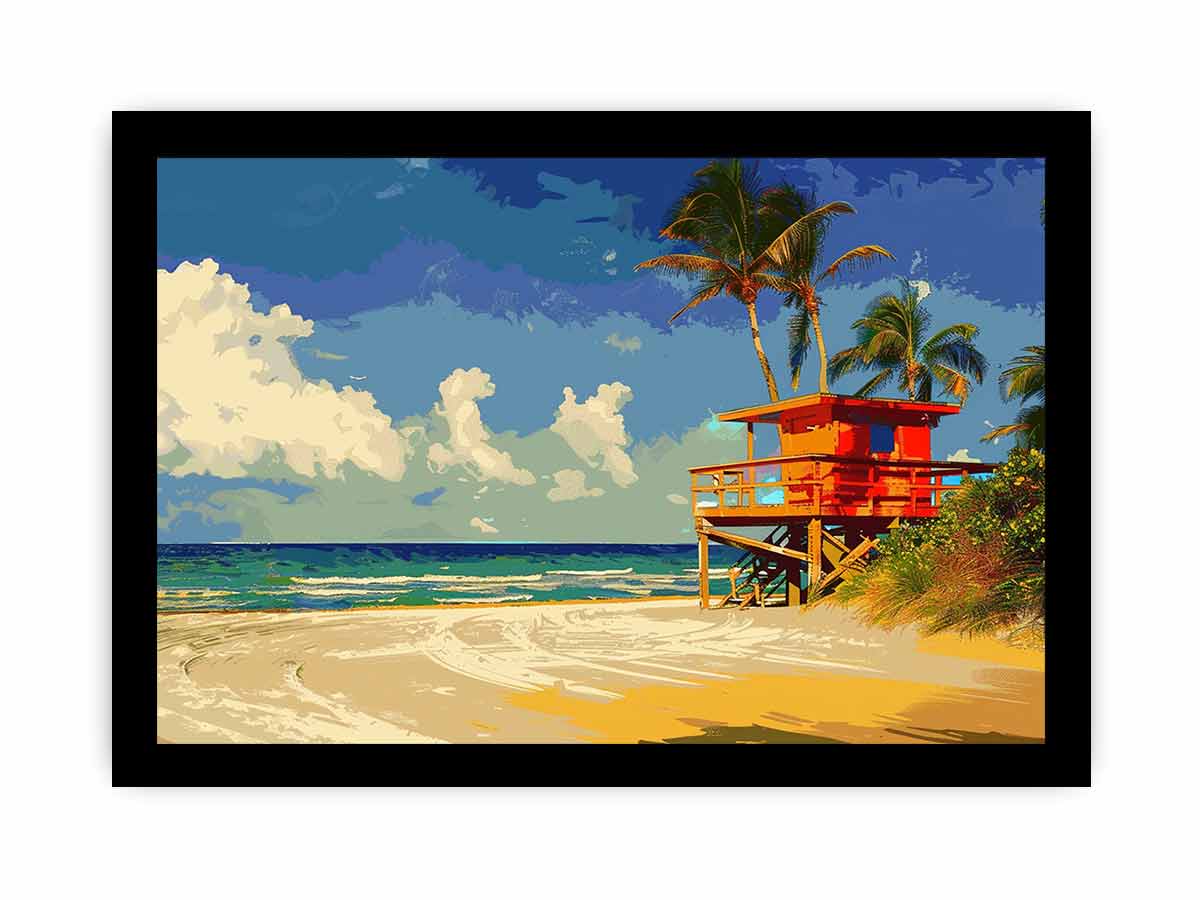 Beach Life Guard  Canvas Painting  Print-7