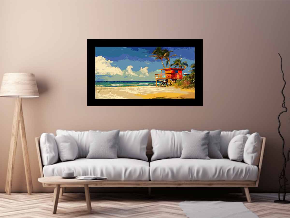 Beach Life Guard  Canvas Painting  Print-2