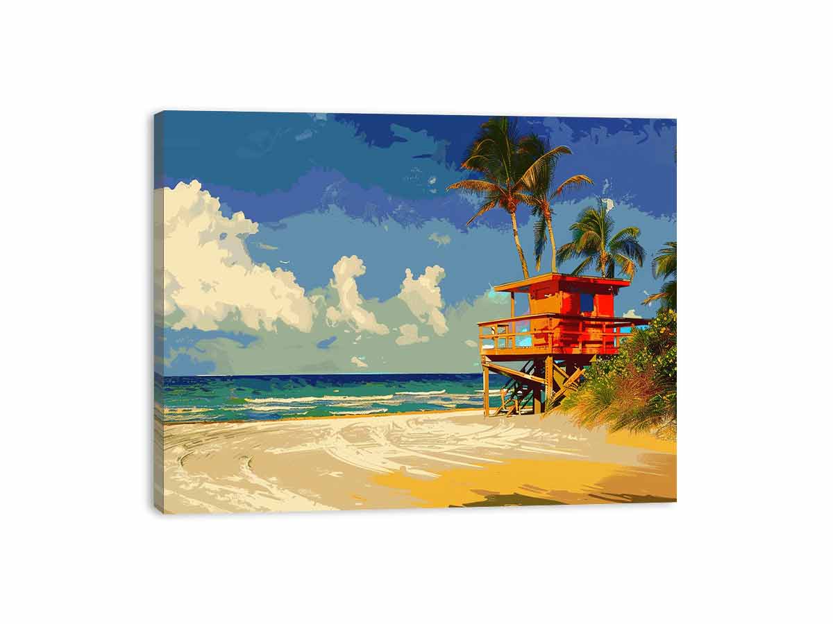 Beach Life Guard  Canvas Painting  Print-3