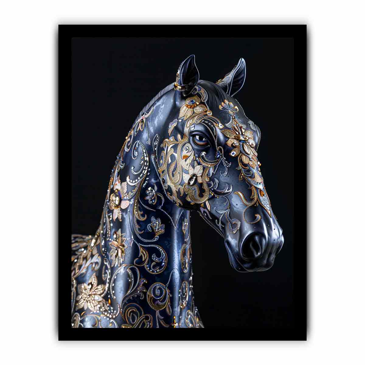 Blue Horse Canvas Painting  Print-7