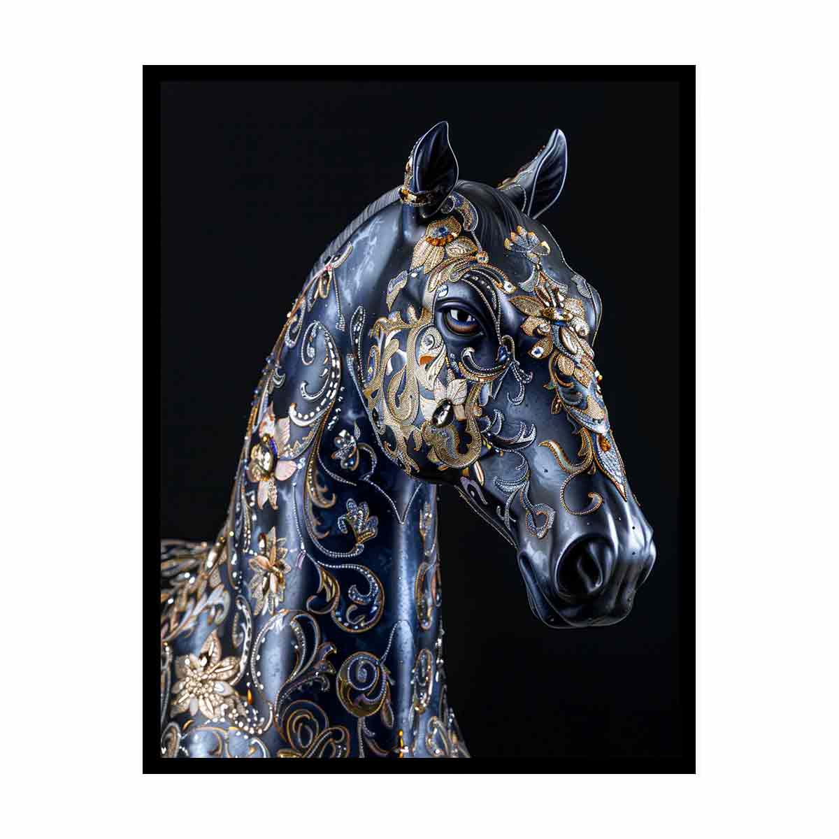 Blue Horse Canvas Painting  Print-4