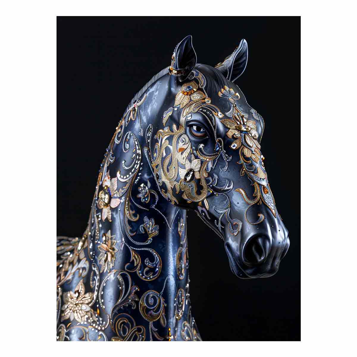 Blue Horse Canvas Painting  Print-0