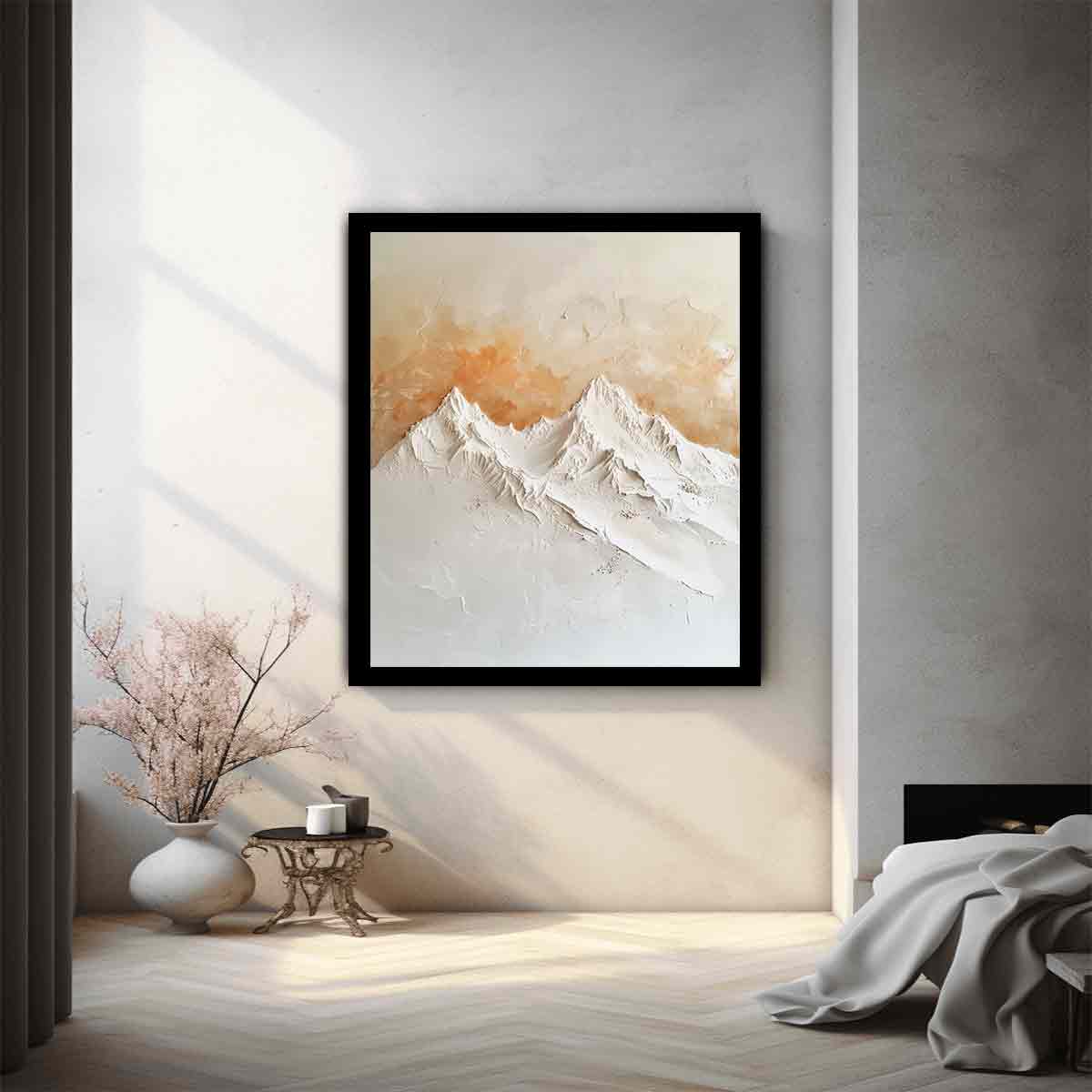 3D Mountian  Snow Art Canvas Art Print-1