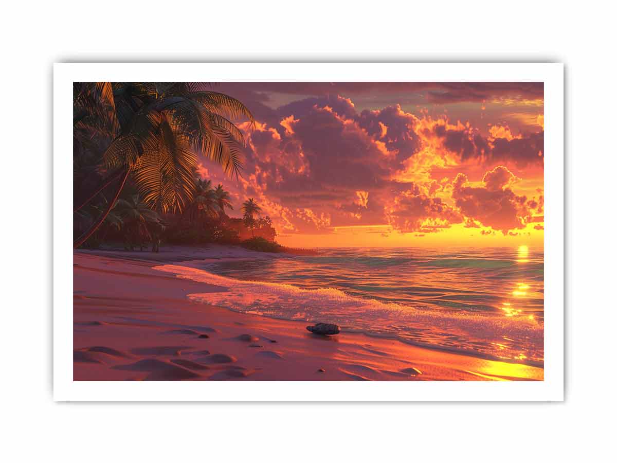 Sunrise Sunset Beach Scene  Canvas painting-8