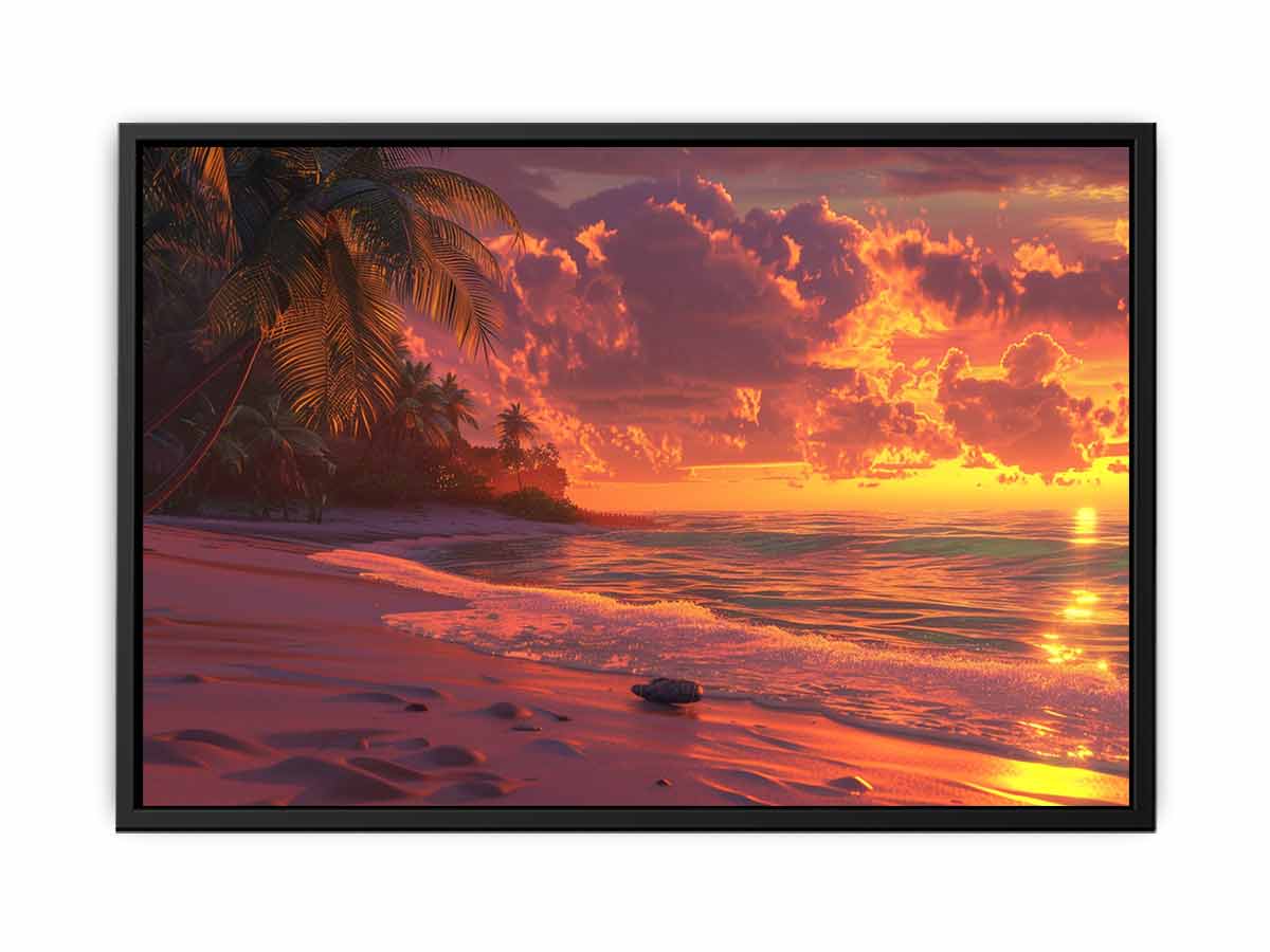 Sunrise Sunset Beach Scene  Canvas painting-4