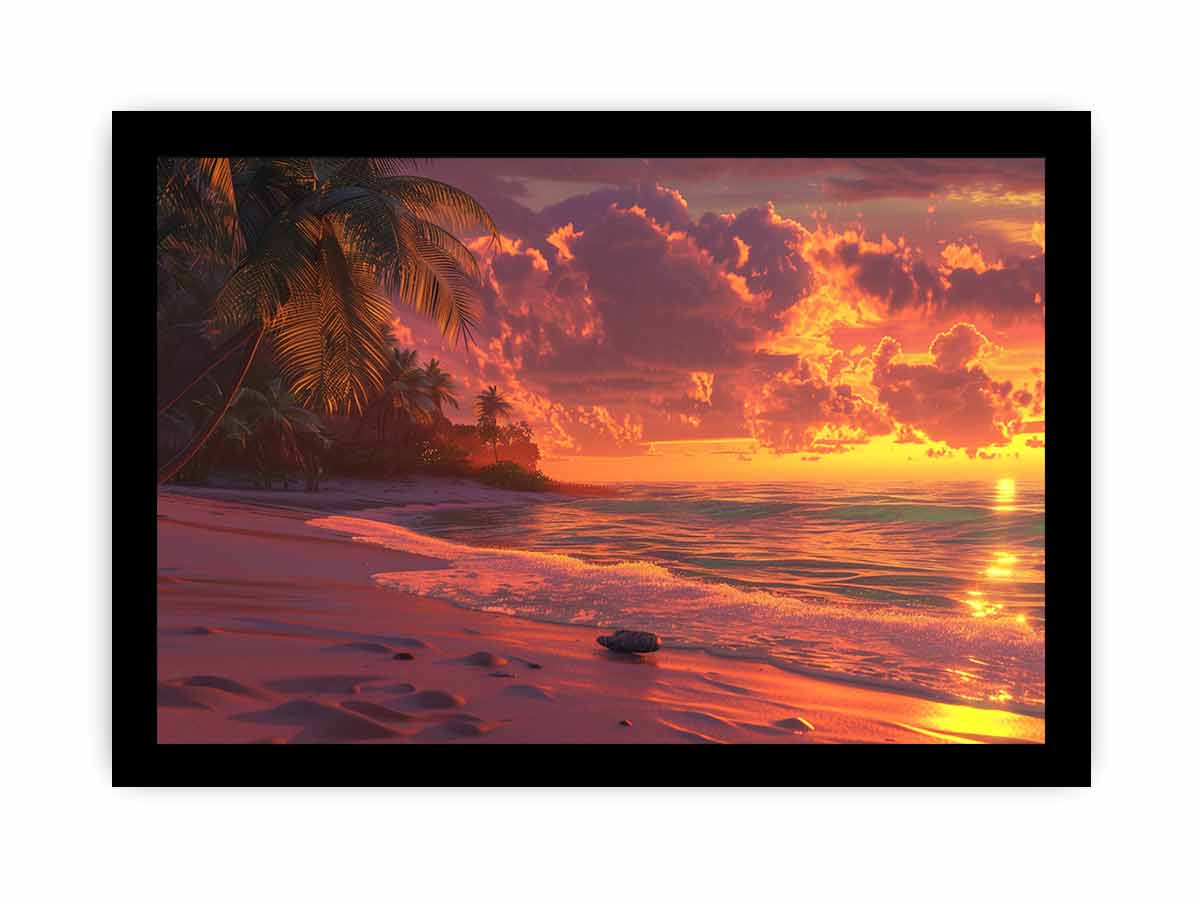 Sunrise Sunset Beach Scene  Canvas painting-7