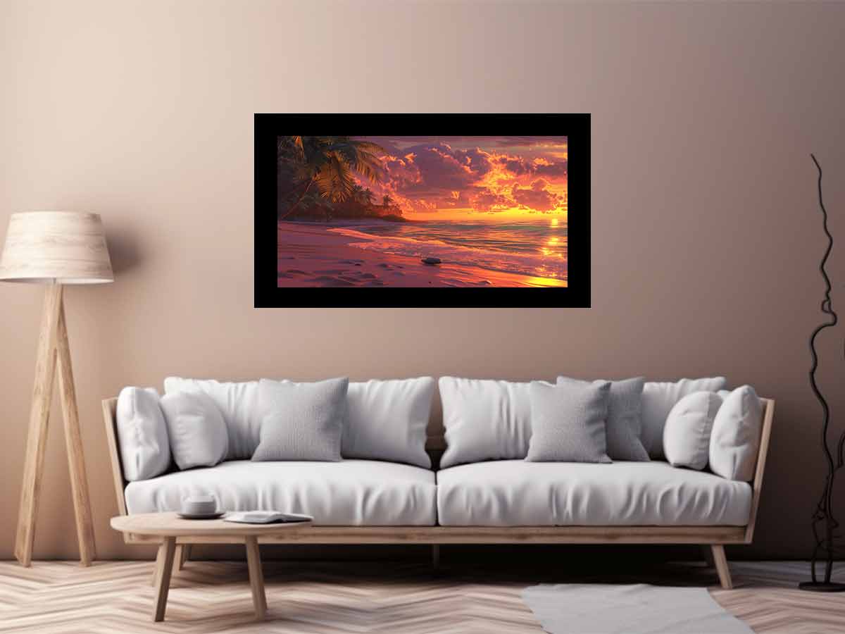 Sunrise Sunset Beach Scene  Canvas painting-2