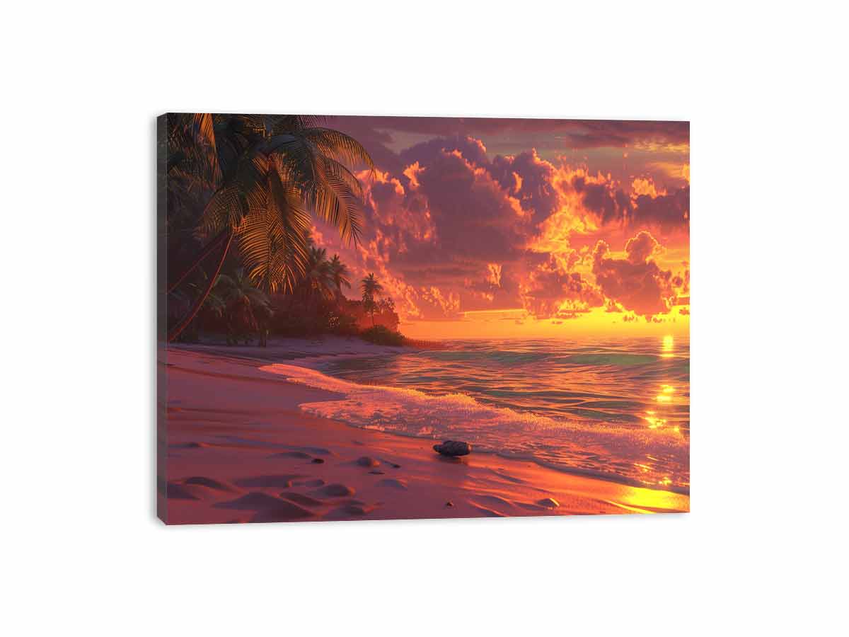 Sunrise Sunset Beach Scene  Canvas painting-3