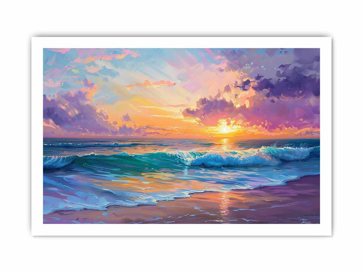 Beach sunset  Canvas Painting  Print-8