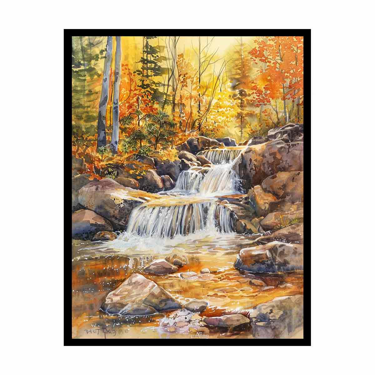 Forest Waterfall  Canvas Art Print-4