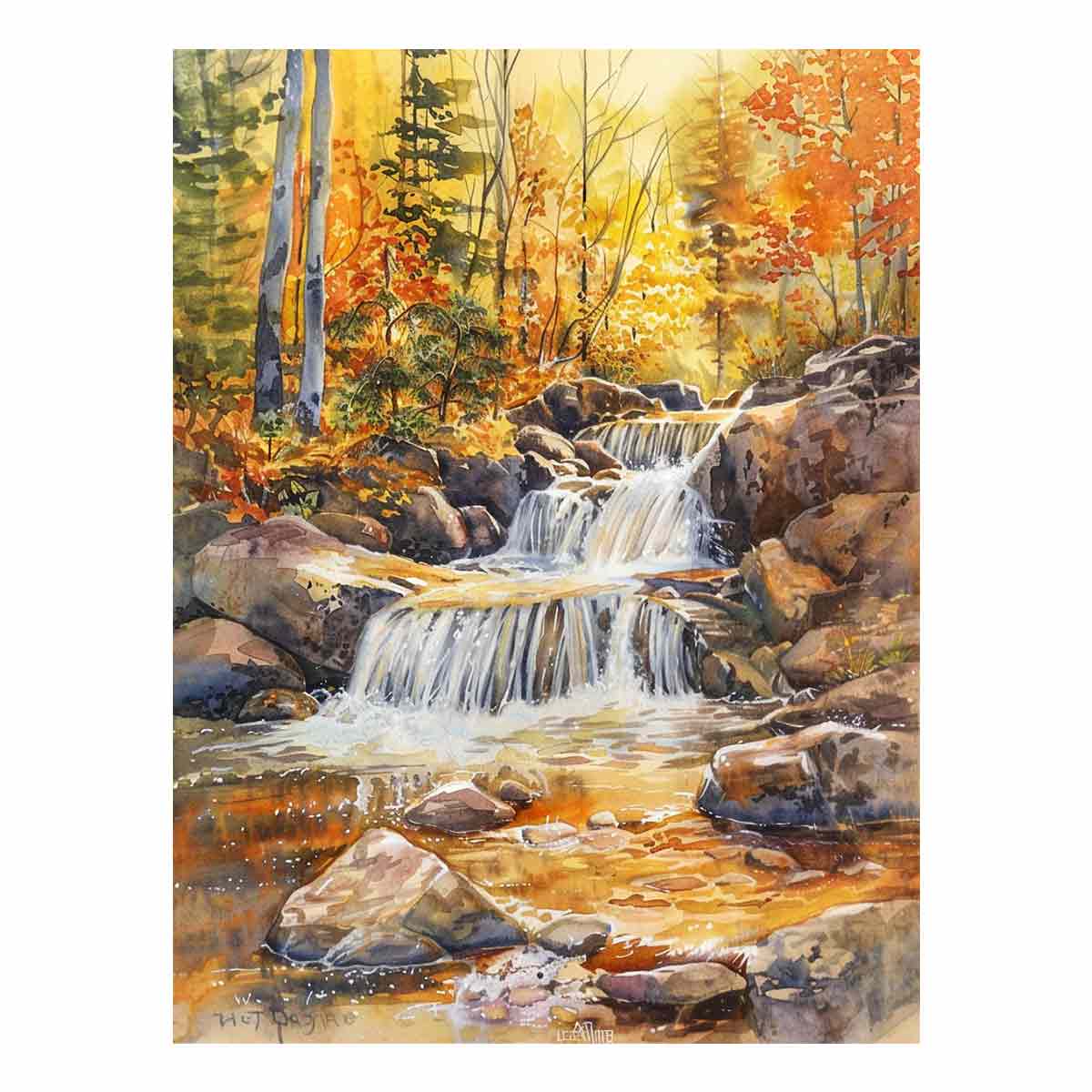 Forest Waterfall  Canvas Art Print-0