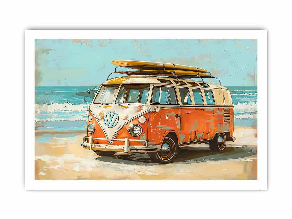 Vw Beach Side Canvas Art Print-8