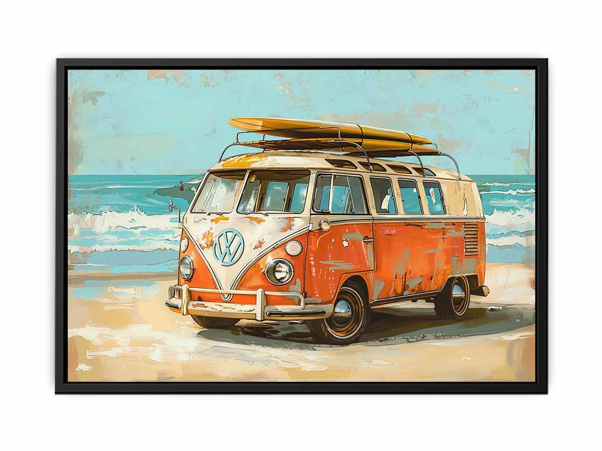 Vw Beach Side Canvas Art Print-4
