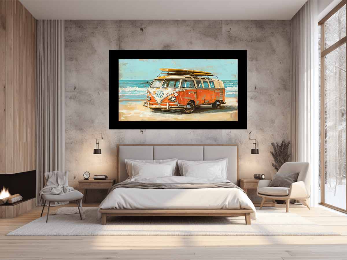 Vw Beach Side Canvas Art Print-1