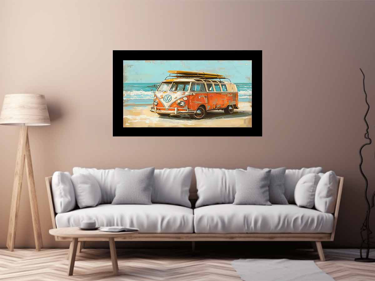 Vw Beach Side Canvas Art Print-2