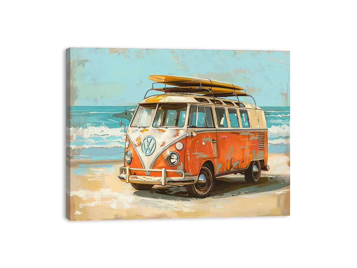 Vw Beach Side Canvas Art Print-3