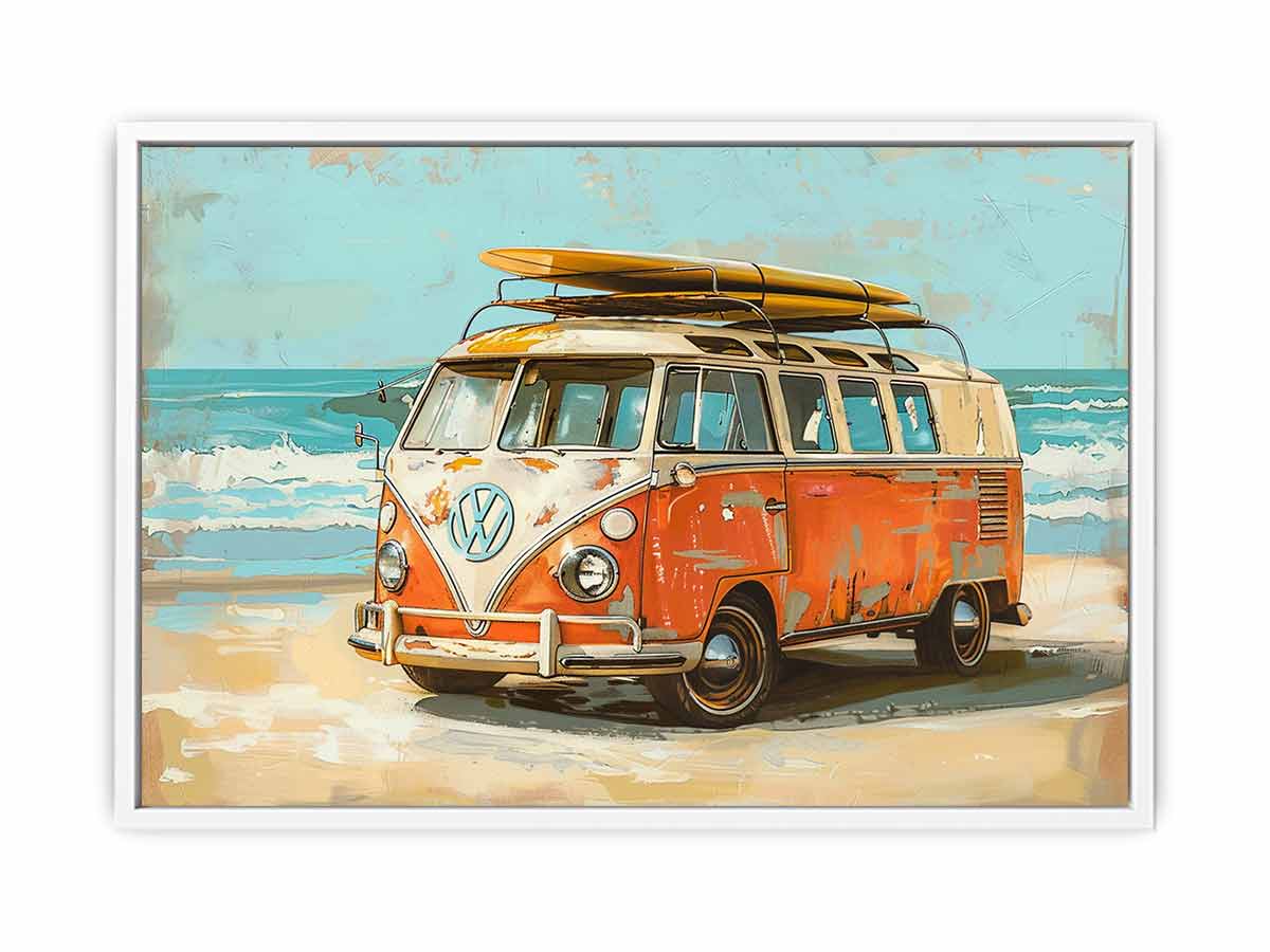Vw Beach Side Canvas Art Print-5