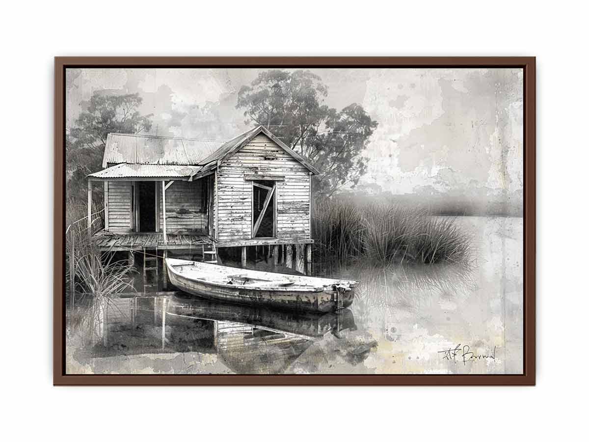 Fishing Shack  Black white Photography Art print-6