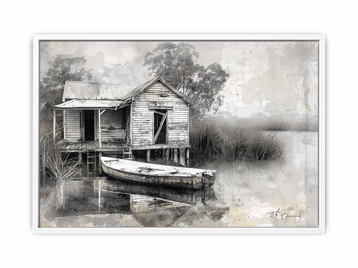 Fishing Shack  Black white Photography Art print-5