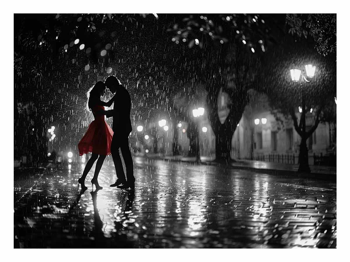 Rain Dance black & white   Canvas Art Print-0