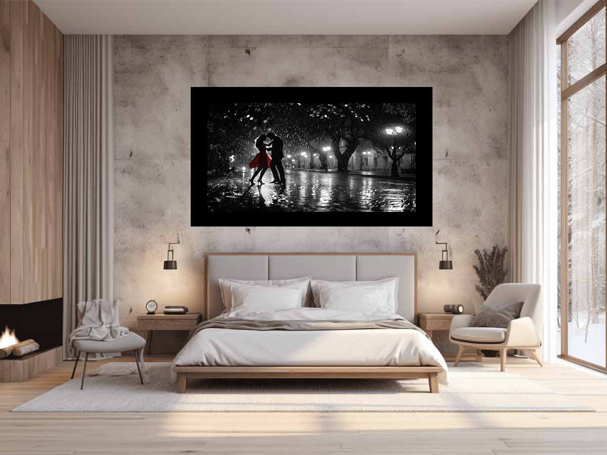 Rain Dance black & white   Canvas Art Print-1