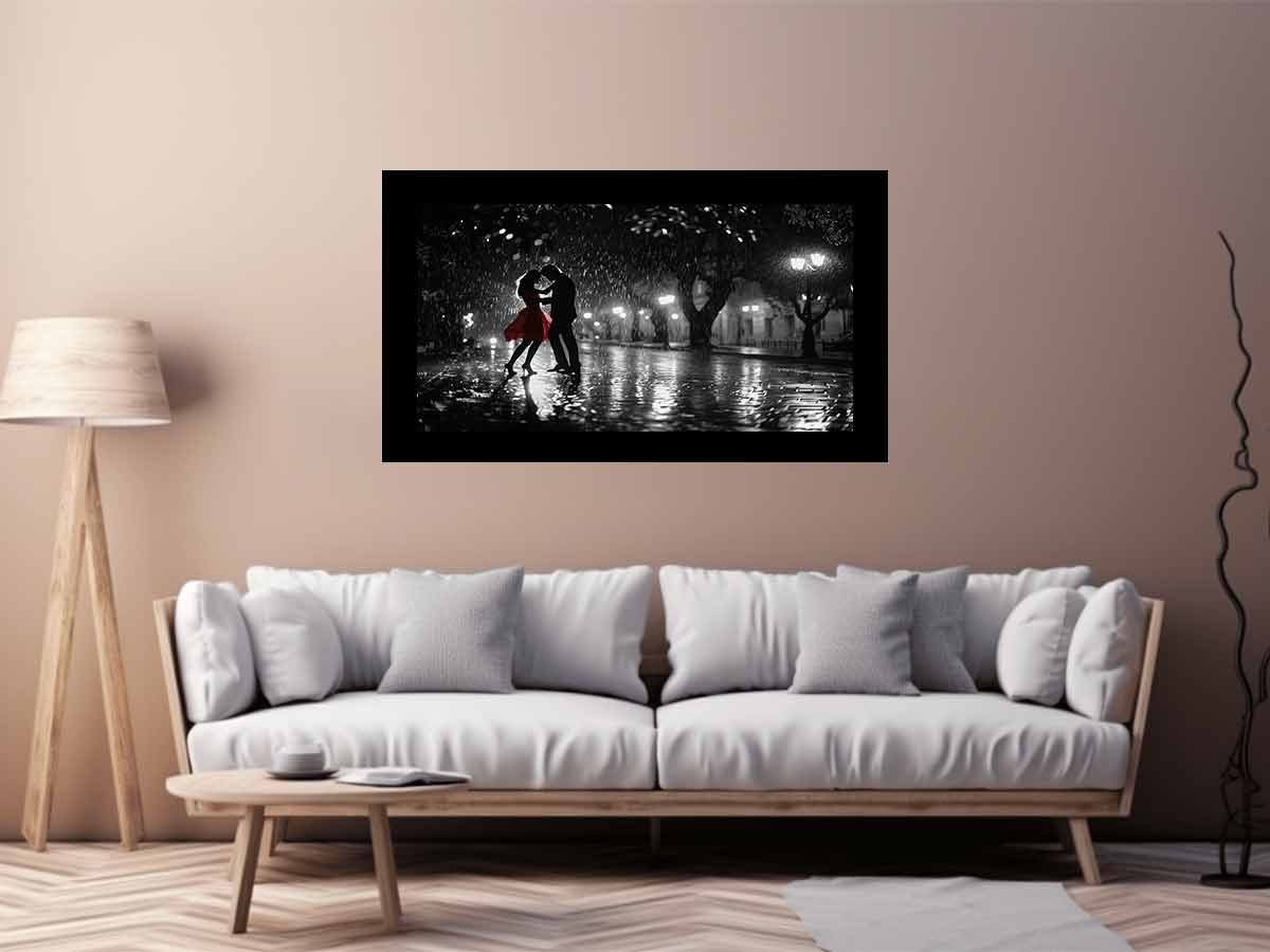 Rain Dance black & white   Canvas Art Print-2