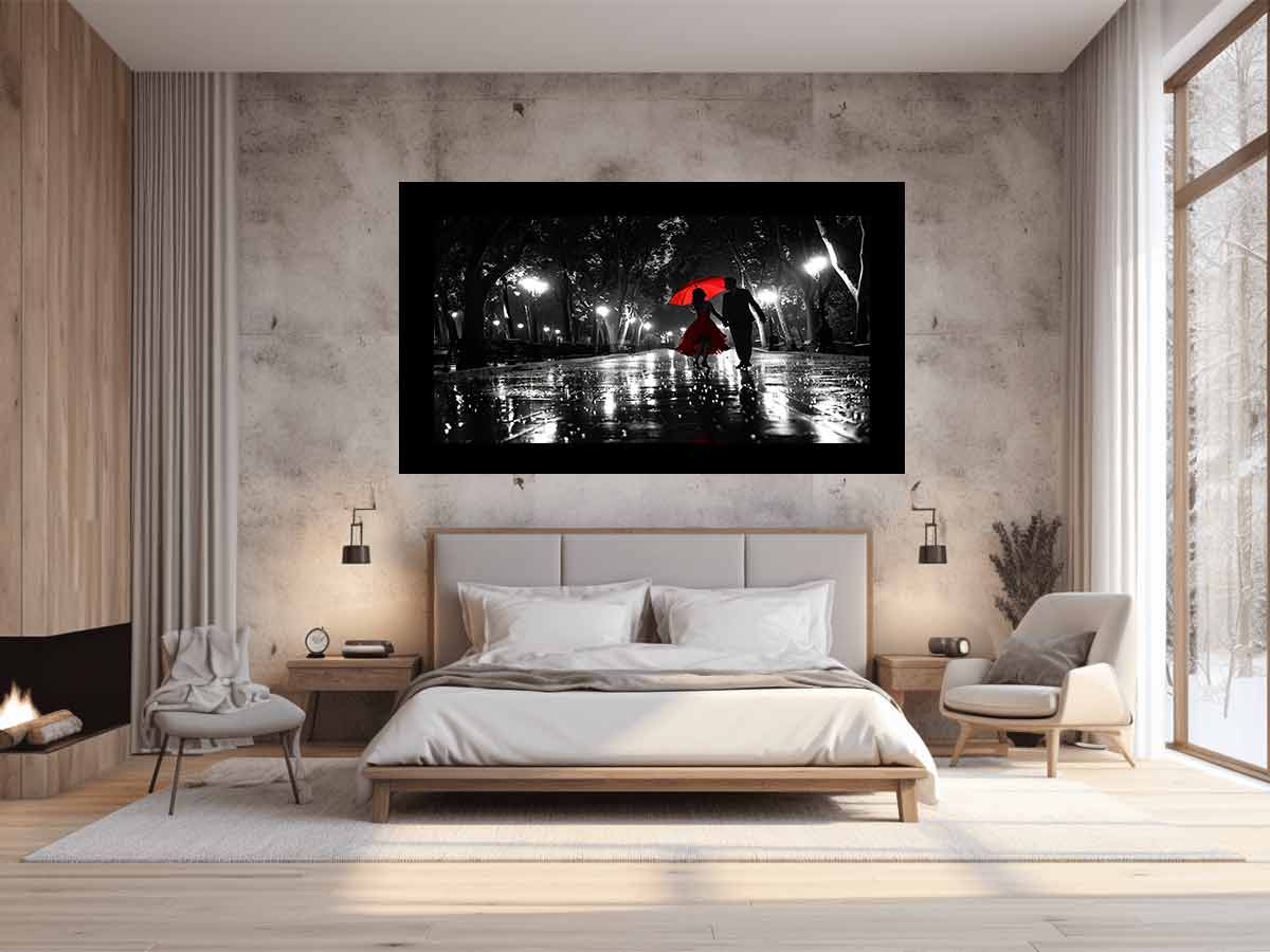 Rainy Day Couple Dance painting   Canvas Art Print-1
