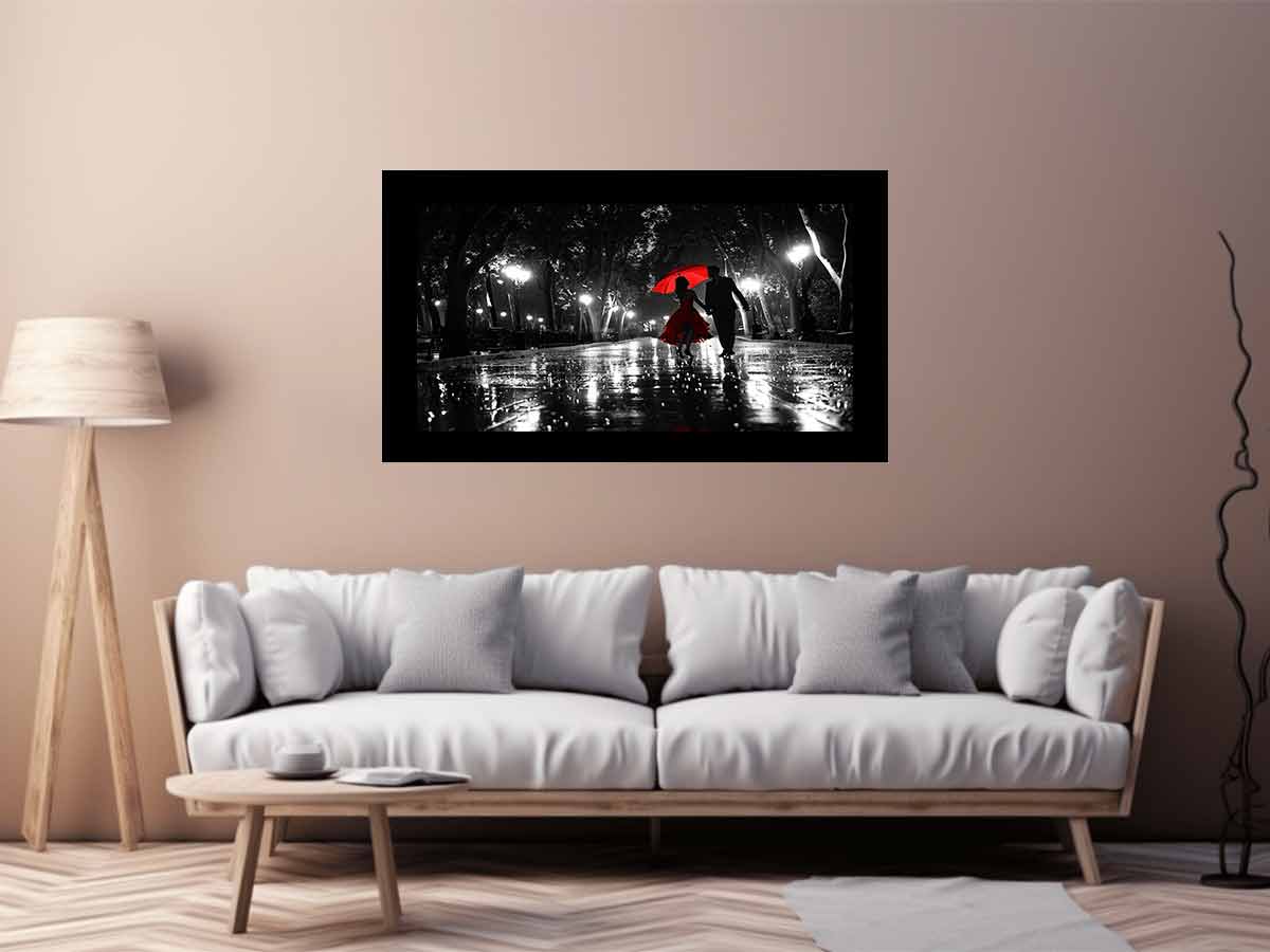 Rainy Day Couple Dance painting   Canvas Art Print-2