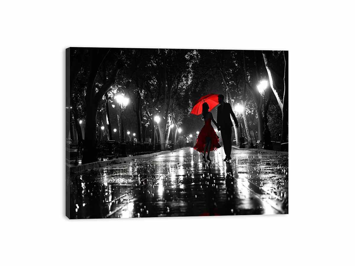 Rainy Day Couple Dance painting   Canvas Art Print-3